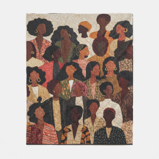 Afro Women Portrait Art Beautiful Black Girl Fleece Blanket