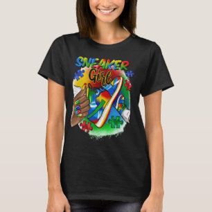 Afro Women Sneaker Girl World Autism Awareness Day T-Shirt