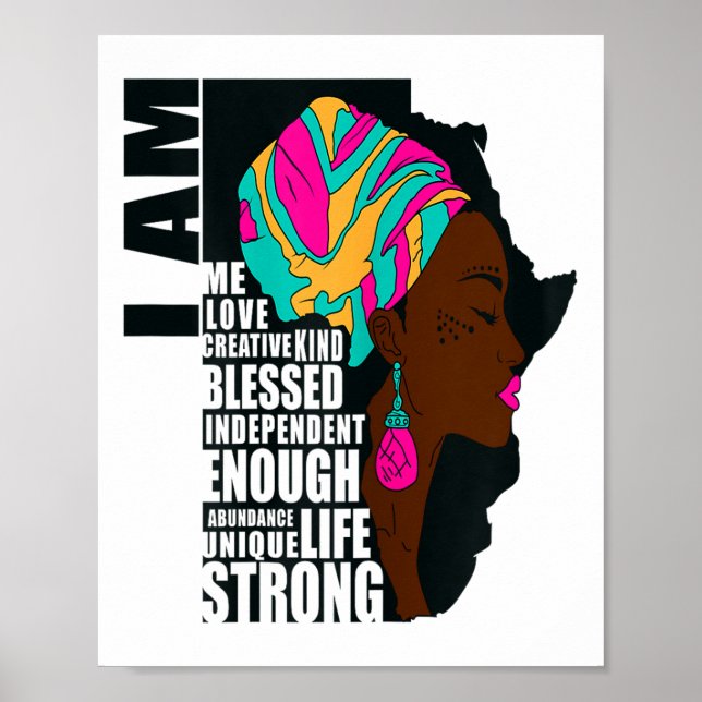 Afro You Are Enough I Am Insrational Sayings Motiv Poster (Front)