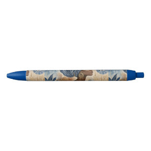 Afrobohemian Adire Fabric Aesthetic, Watercolor Black Ink Pen
