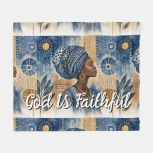 Afrobohemian Adire Fabric Aesthetic, Watercolor Fleece Blanket