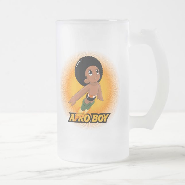 AfroBoy! Frosted Glass Beer Mug (Right)