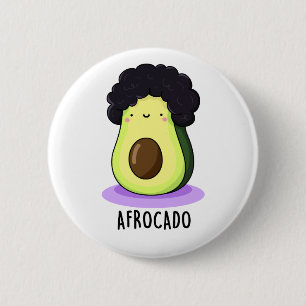 Afrocado Funny Avocado With Afro Pun 6 Cm Round Badge