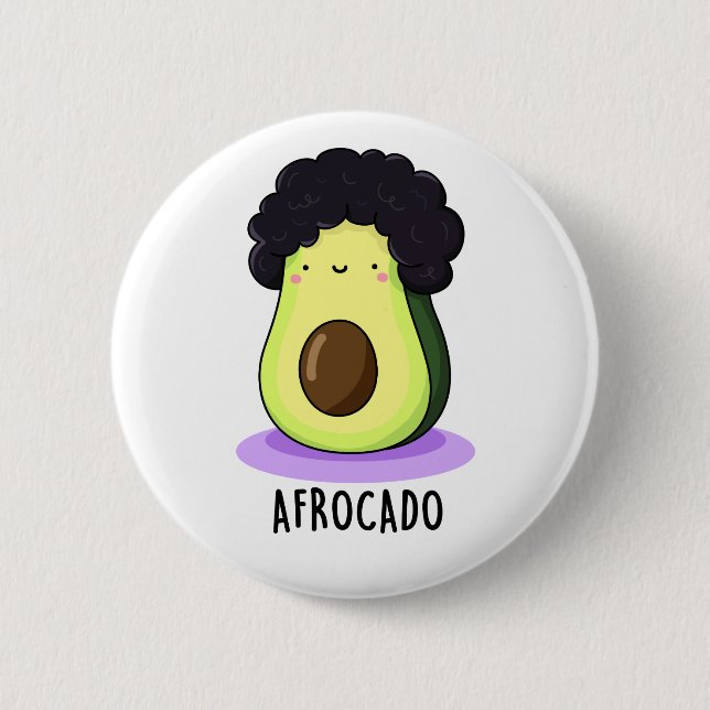 Afrocado Funny Avocado With Afro Pun  6 Cm Round Badge (Front)