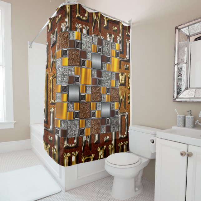 Afrocentric Abstract Collage Shower Curtain (In Situ)