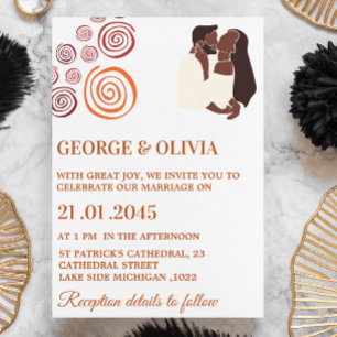 Afrocentric Abstract Pattern African Wedding Invitation