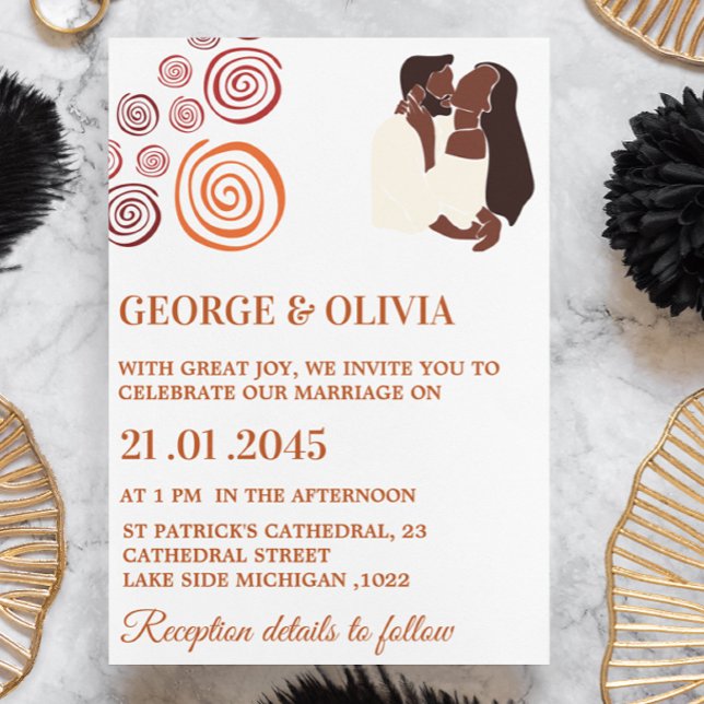 Afrocentric Abstract Pattern African Wedding Invitation (Creator Uploaded)