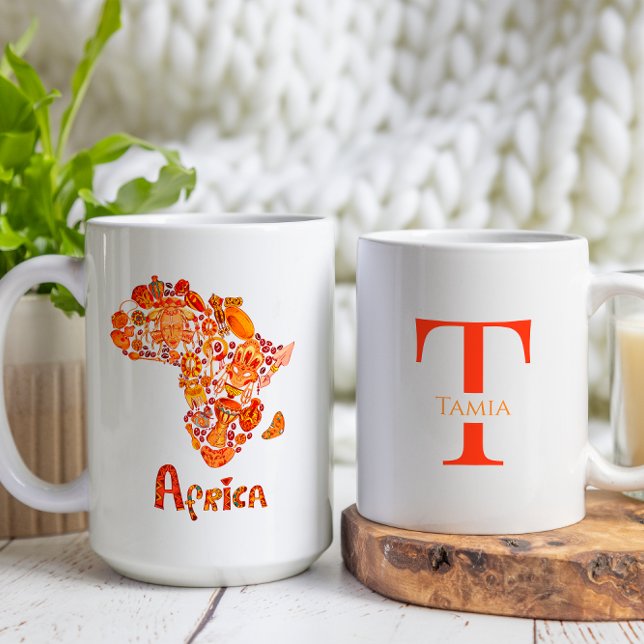 Afrocentric African Continent with Custom Monogram Coffee Mug (Creator Uploaded)