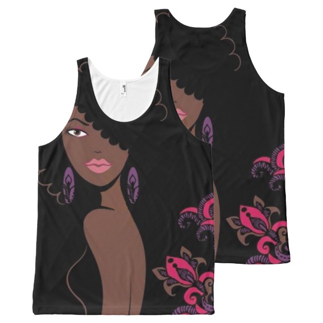Afrocentric Beauty All-Over Print Tank Top (Front and Back)