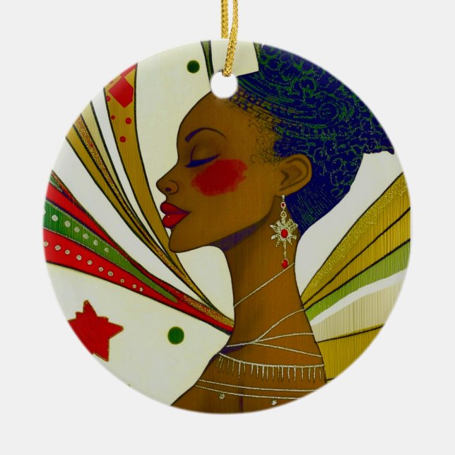 Afrocentric Ceramic Ornament  (Front)