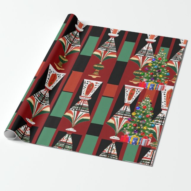 Afrocentric Christmas Seamless  Wrapping Paper (Unrolled)
