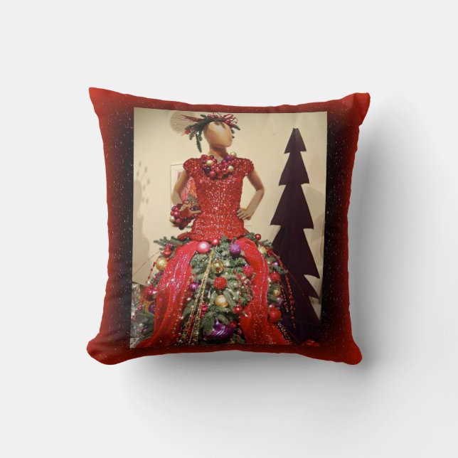 Afrocentric Dress Form Mannequin Christmas Tree Cushion (Front)