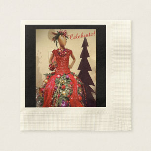 Afrocentric Dress Form Mannequin Christmas Tree Napkin