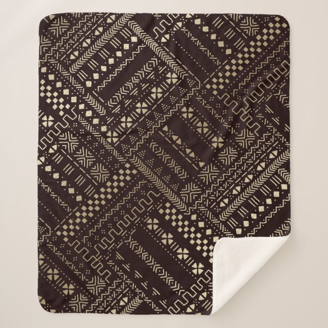 Afrocentric Elegance for Cosy Living Sherpa Blanket (Front)