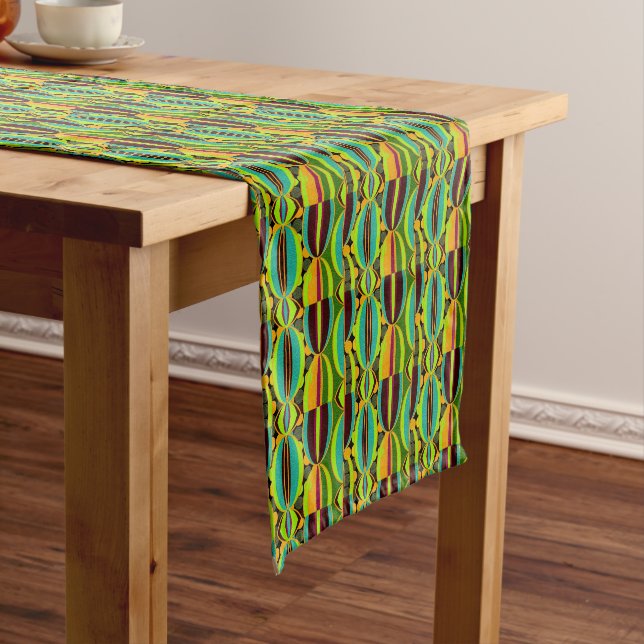Afrocentric Geometric Cowrie Shells Short Table Runner (In Situ)