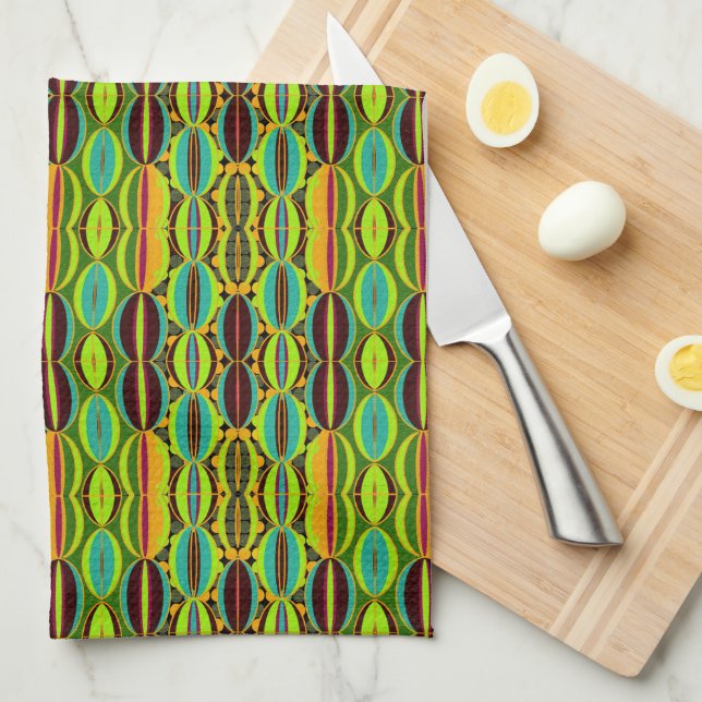 Afrocentric Geometric Cowrie Shells Tea Towel (Quarter Fold)