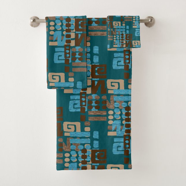 Afrocentric Geometric Globe Pill 26 Bath Towels  (Insitu)