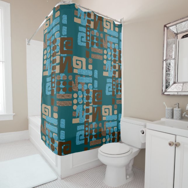 Afrocentric Geometric Globe Pill 26Shower Curtain (In Situ)