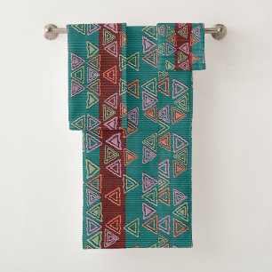 Afrocentric Geometric Print  Bath Towel Set