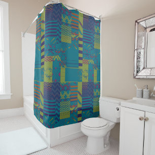 Afrocentric Geometric Print Shower Curtain 