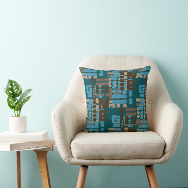 Afrocentric Geometric • Sage & Teal Heritage Desig Cushion (Chair)