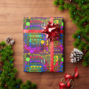 Afrocentric Holiday Bright Pastel Motif Design Wrapping Paper