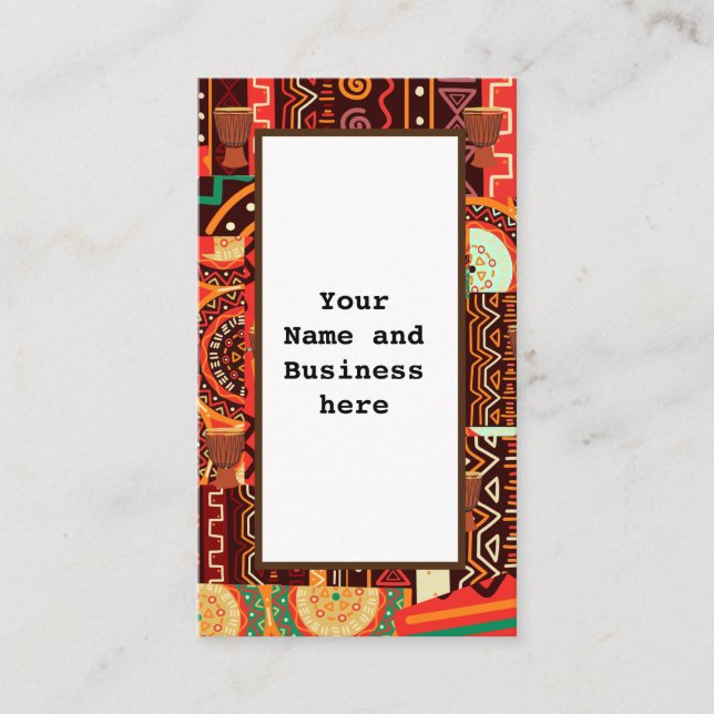 Afrocentric Kente Tribal Pattern  Business Card (Front)