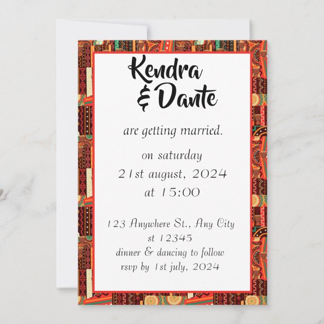 Afrocentric Kente Tribal Pattern  Invitation (Front)
