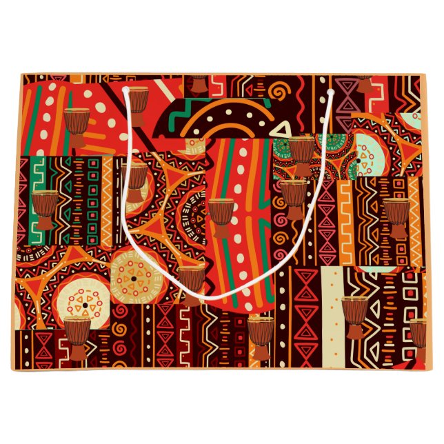 Afrocentric Kente Tribal Pattern  Large Gift Bag (Front)