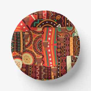 Afrocentric Kente Tribal Pattern  Paper Plate