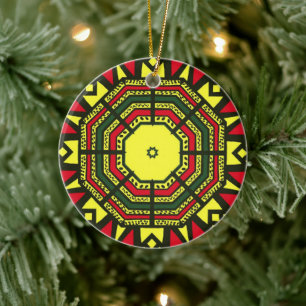 Afrocentric Mandala  Ceramic Tree Decoration