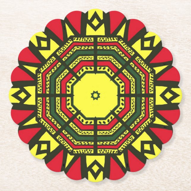 Afrocentric Mandala  Paper Coaster (Front)