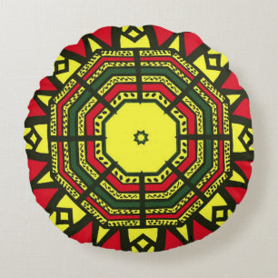 Afrocentric Mandala Round Cushion