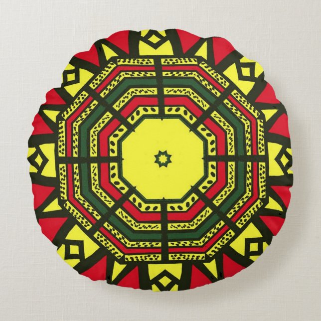 Afrocentric Mandala Round Cushion (Front)