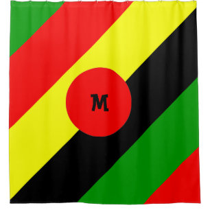 Afrocentric monogrammed shower curtain