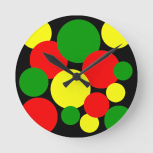 Afrocentric Polka Dots Round Clock