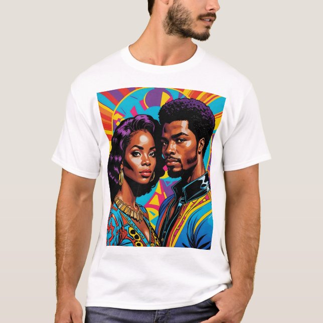 Afrocentric Power Colourful Cultural Art T-Shirt (Front)