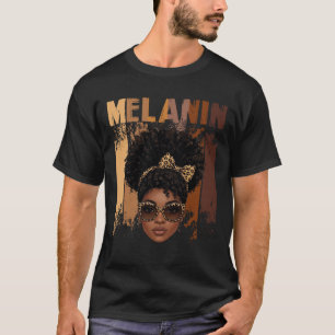 Afrocentric Pride Melanin Queen With Leopard Black T-Shirt
