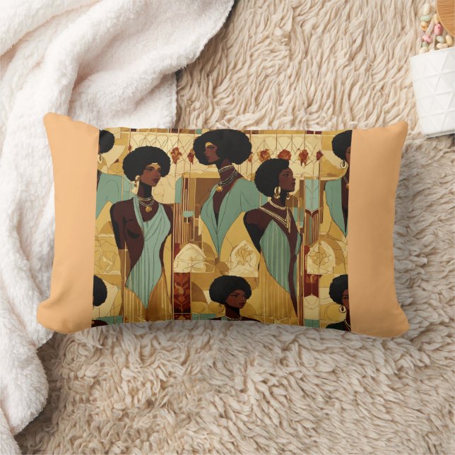 Afrocentric Renaissance Women Patterned Fabric- Lumbar Cushion (Blanket)