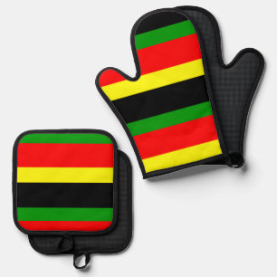 Afrocentric Stripes Oven Mitt & Pot Holder Set
