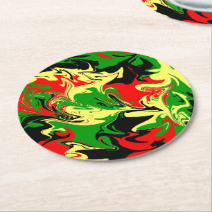 Afrocentric Swirls Round Paper Coaster