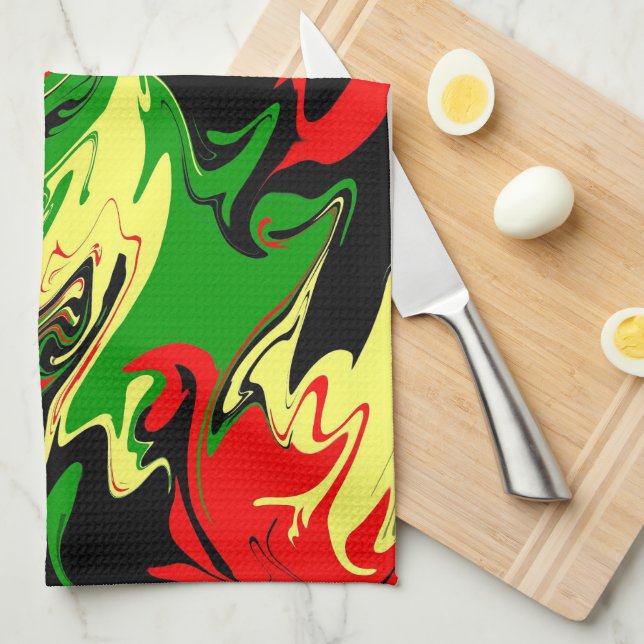 Afrocentric Swirls  Tea Towel (Quarter Fold)
