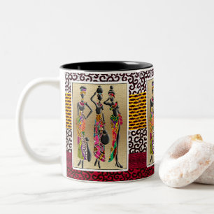 Afrocentric Tribal Celebration Two-Tone Coffee Mug