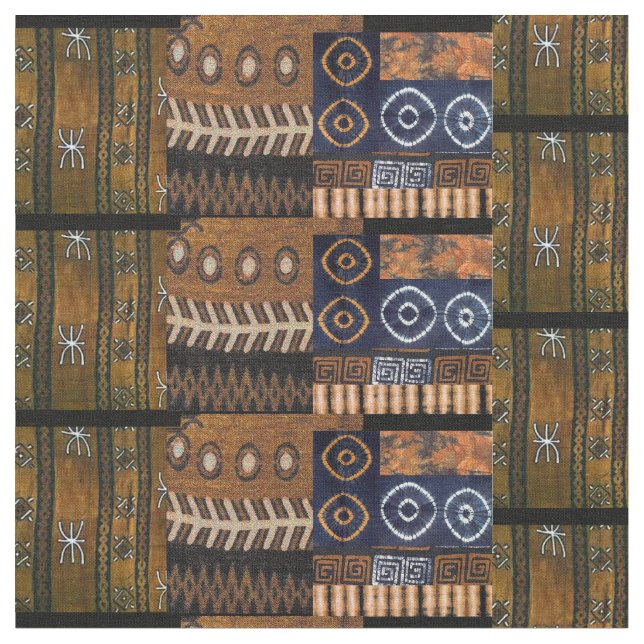 Afrocentric tribal collage pattern fabric (Close Up)