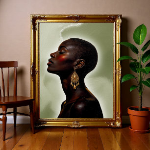 Afrocentric Woman Portrait, Minimalist African Poster