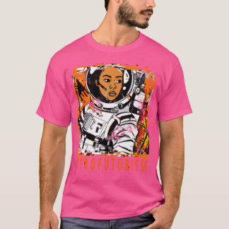 Afrofuturism Ai Generated Art Astronaut Cyberpunk  T-Shirt