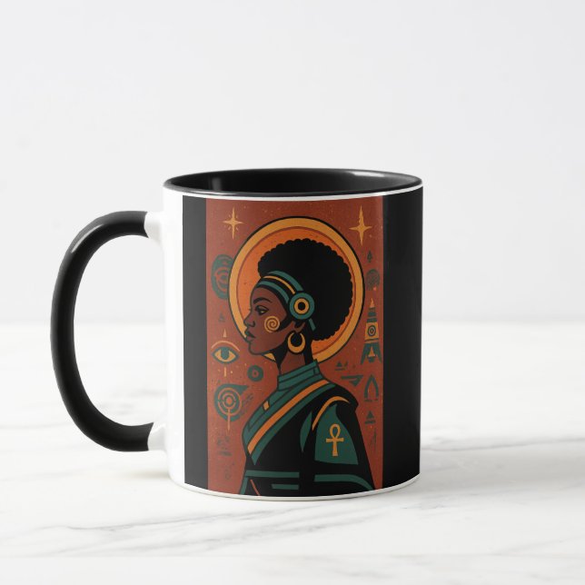 Afrofuturism & Heritage – Bold Afrocentric Mug (Left)