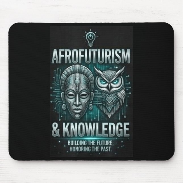 Afrofuturism knowledge african mask owl circuitry mouse mat (Front)