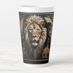 Afrofuturism of couple with a lion latte mug