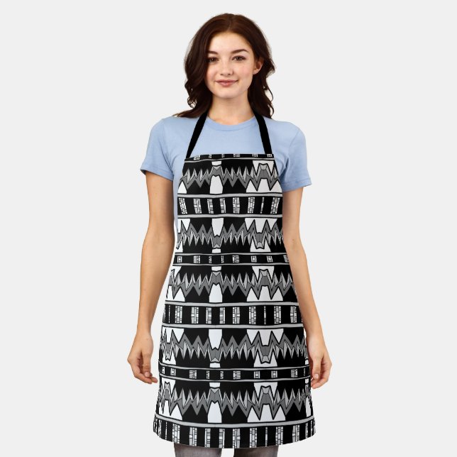 Afrofuturist Pattern Grey Apron (Worn)